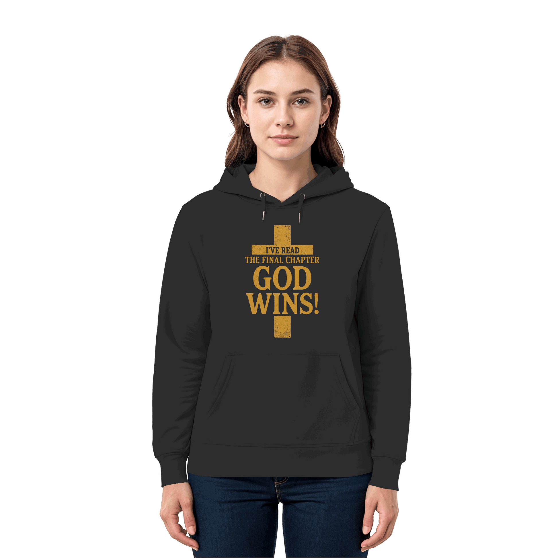 GOD WINS – Das Ende steht fest | Christliche Kleidung & Geschenke im Kreuz-Design - Premium Unisex Hoodie