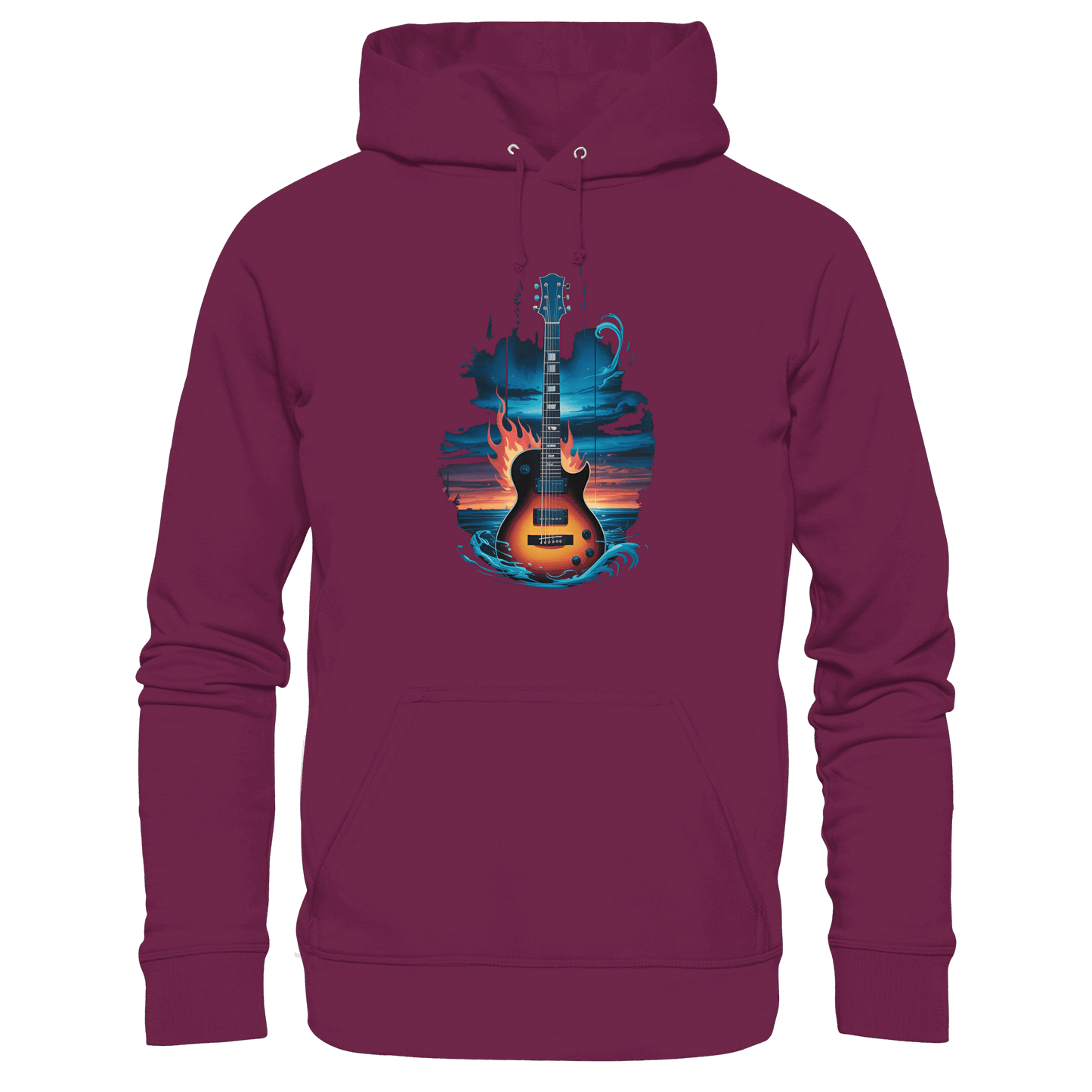Fire & Water Guitar – Künstlerisches Gitarren Design für Musiker & Worshipper - Premium Unisex Hoodie