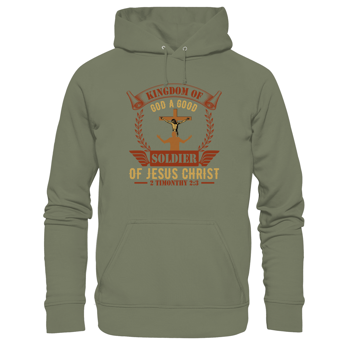 Kingdom of God – A Good Soldier of Jesus Christ | Christliches Design in Braun - Premium Unisex Hoodie