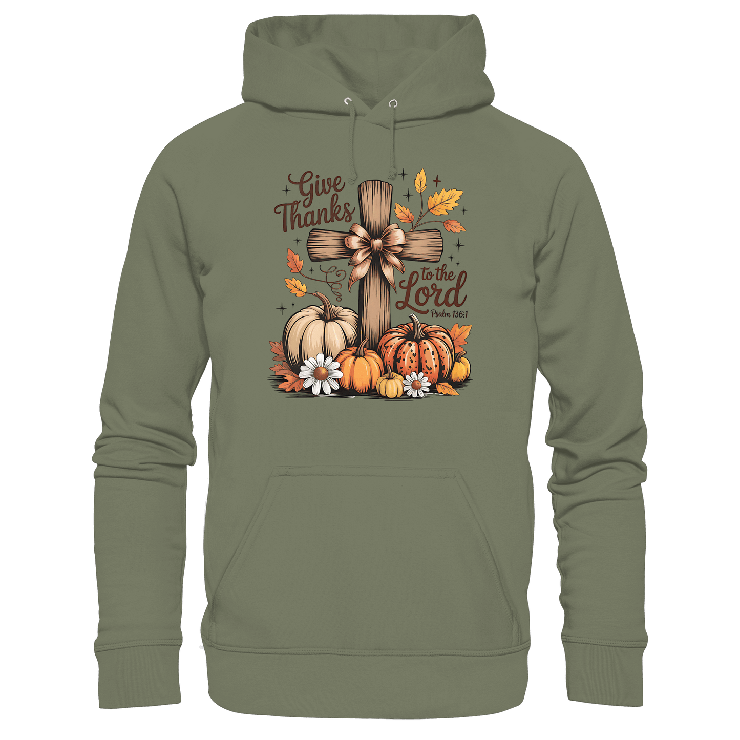 Give Thanks to the Lord – Psalm 136:1 | Christliche Kleidung & Geschenke im Retro-Design - Premium Unisex Hoodie