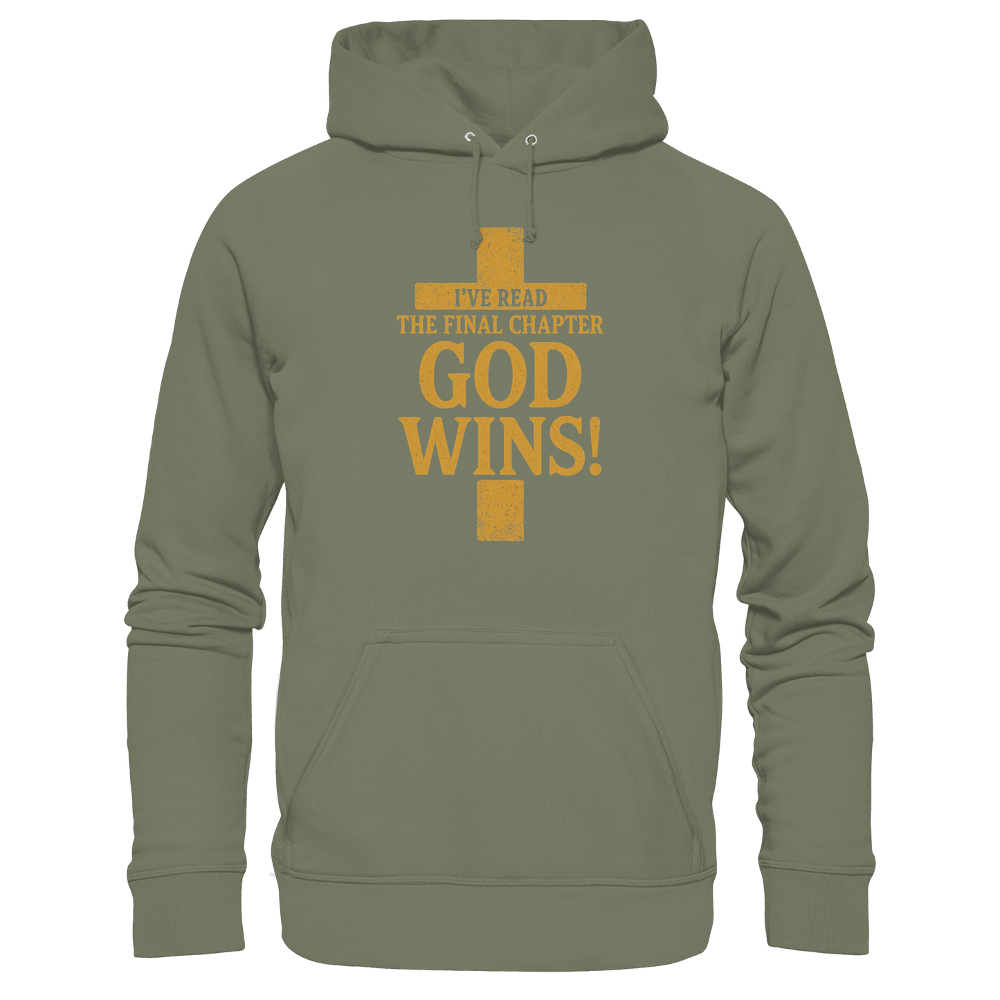 GOD WINS – Das Ende steht fest | Christliche Kleidung & Geschenke im Kreuz-Design - Premium Unisex Hoodie