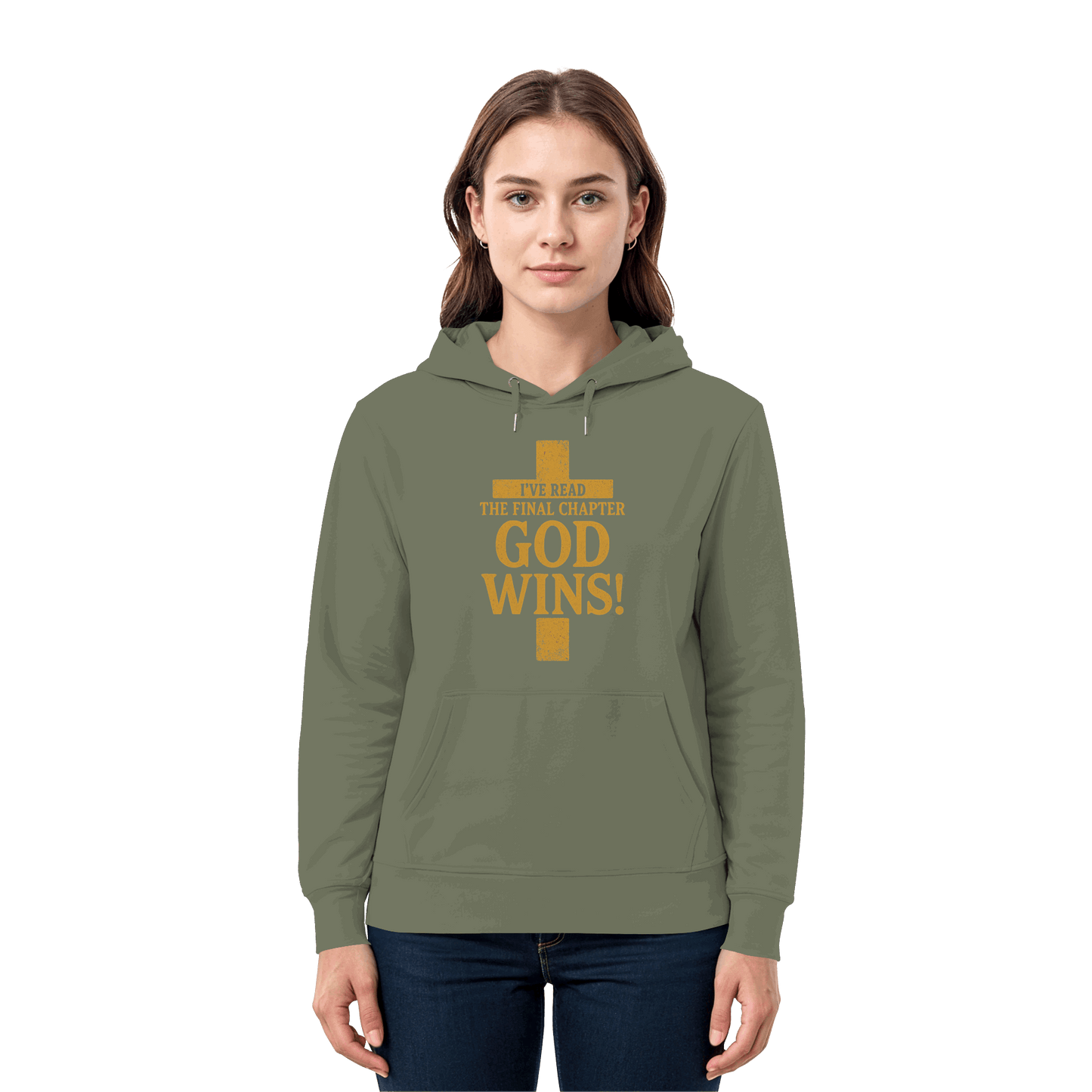 GOD WINS – Das Ende steht fest | Christliche Kleidung & Geschenke im Kreuz-Design - Premium Unisex Hoodie
