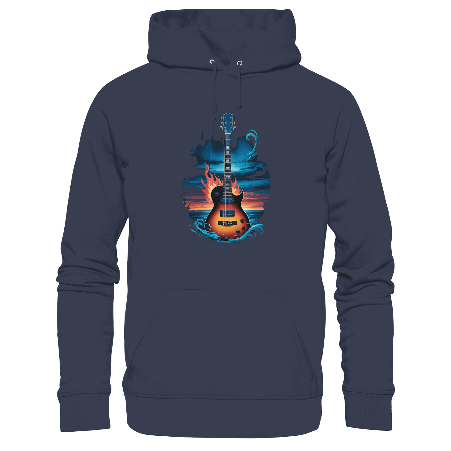 Fire & Water Guitar – Künstlerisches Gitarren Design für Musiker & Worshipper - Premium Unisex Hoodie