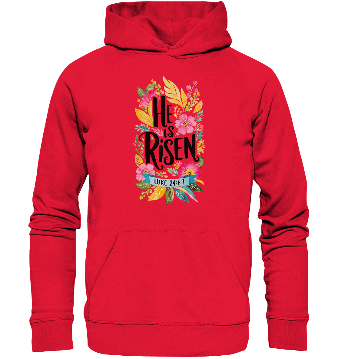 He Is Risen – Die Schönheit der Auferstehung (Vorne) | Christliche Kleidung - Premium Unisex Hoodie