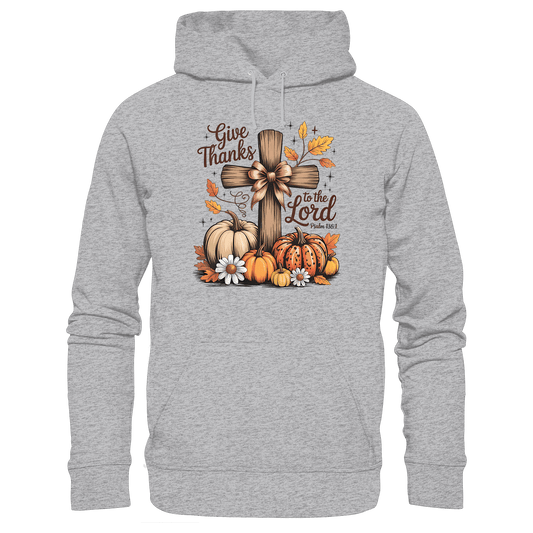 Give Thanks to the Lord – Psalm 136:1 | Christliche Kleidung & Geschenke im Retro-Design - Premium Unisex Hoodie