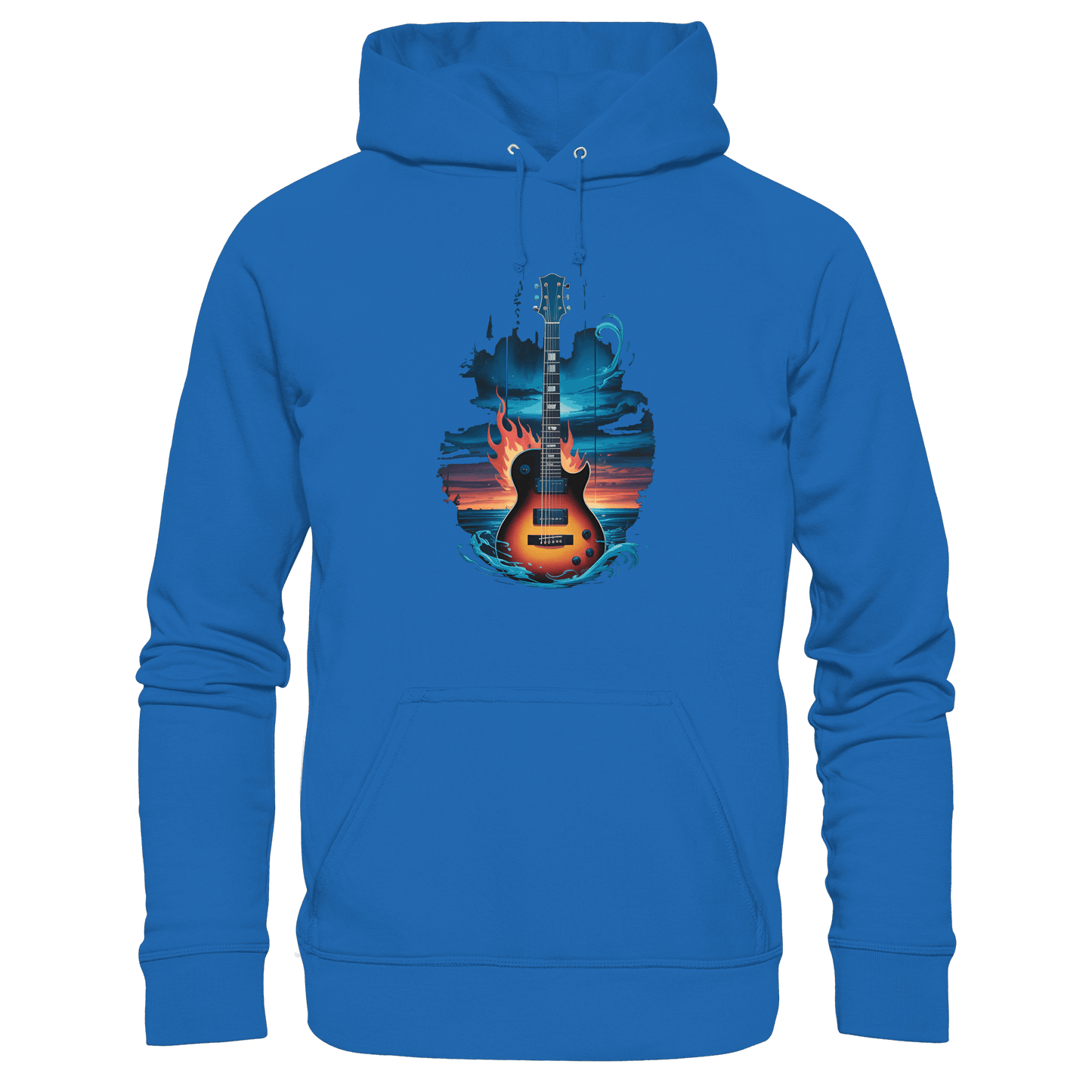 Fire & Water Guitar – Künstlerisches Gitarren Design für Musiker & Worshipper - Premium Unisex Hoodie