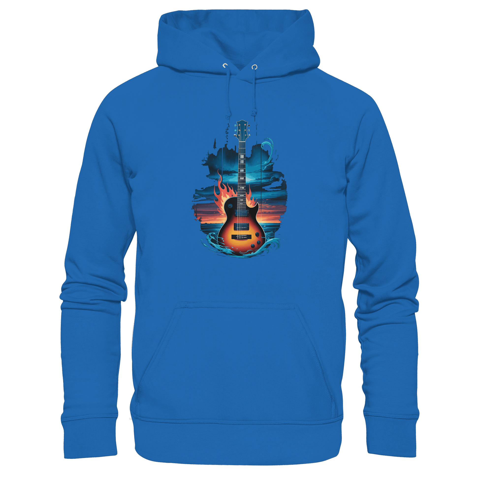 Fire & Water Guitar – Künstlerisches Gitarren Design für Musiker & Worshipper - Premium Unisex Hoodie