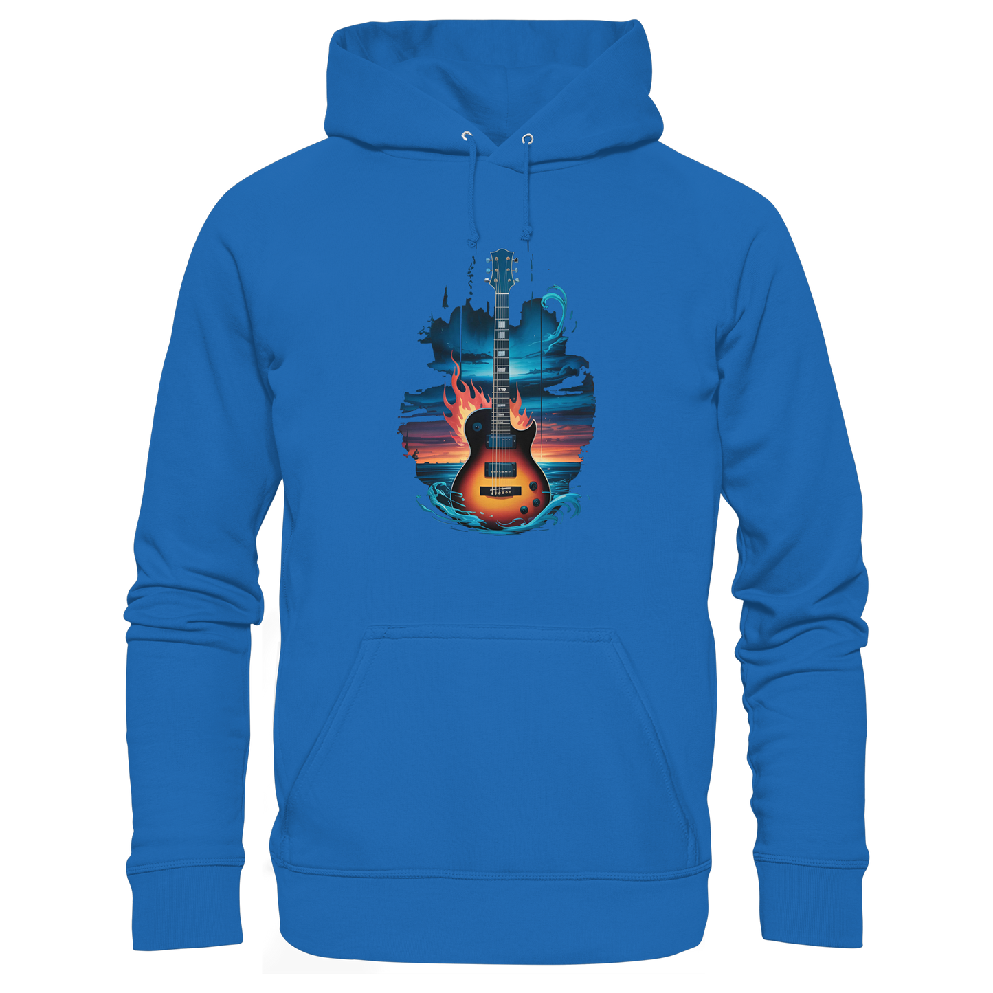 Fire & Water Guitar - Artistic Guitar Design for Musicians & Worshippers - Premium Unisex Hoodie