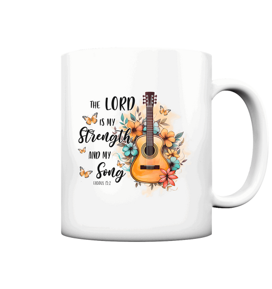 Der Herr ist meine Stärke und mein Lied - Exodus 15:2 - Tasse matt