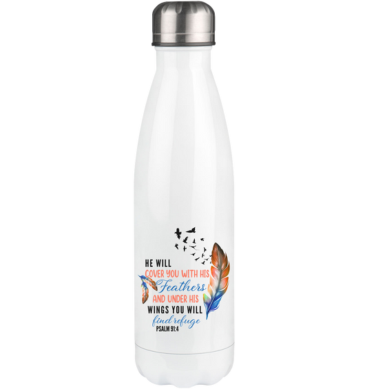Psalm 91:4 - He will cover you with his Feathers - Thermoflasche 500ml
