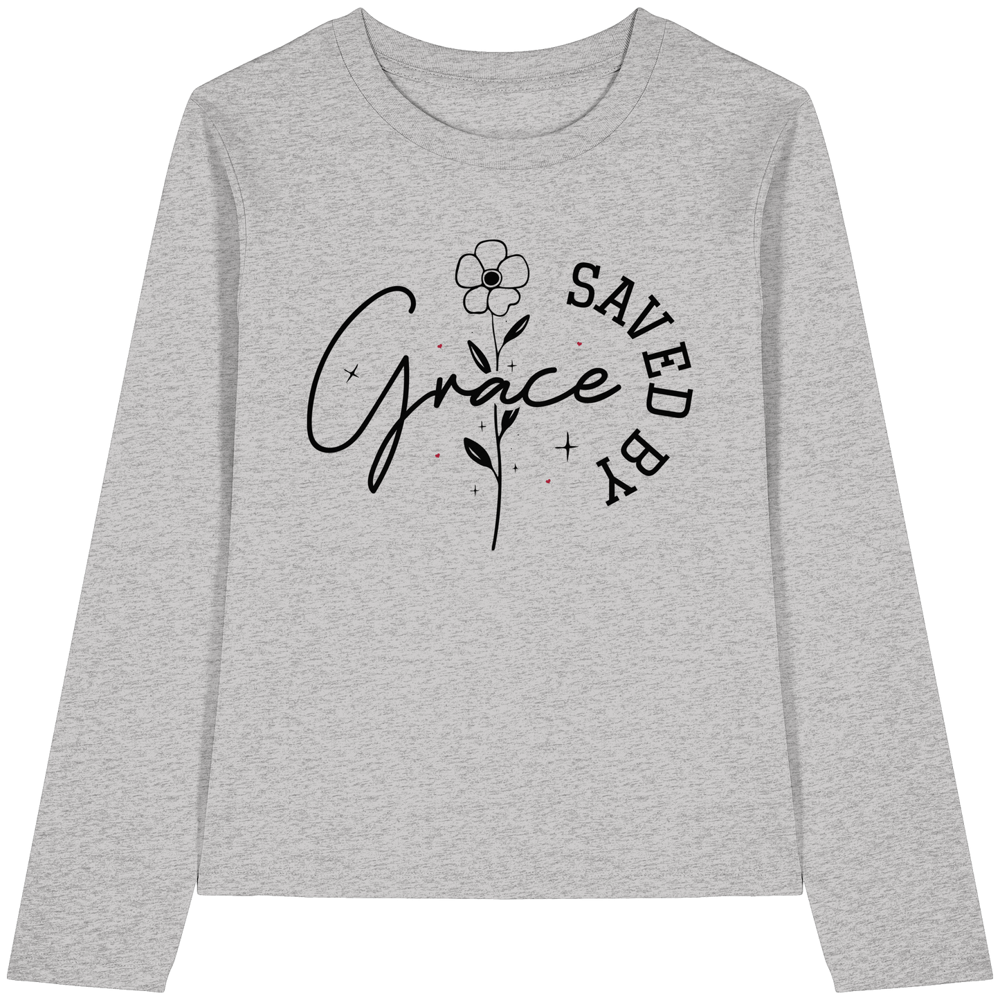 Saved by Grace – ein schlichtes Design mit tiefer Botschaft - Womens Organic Longsleeve T-Shirt