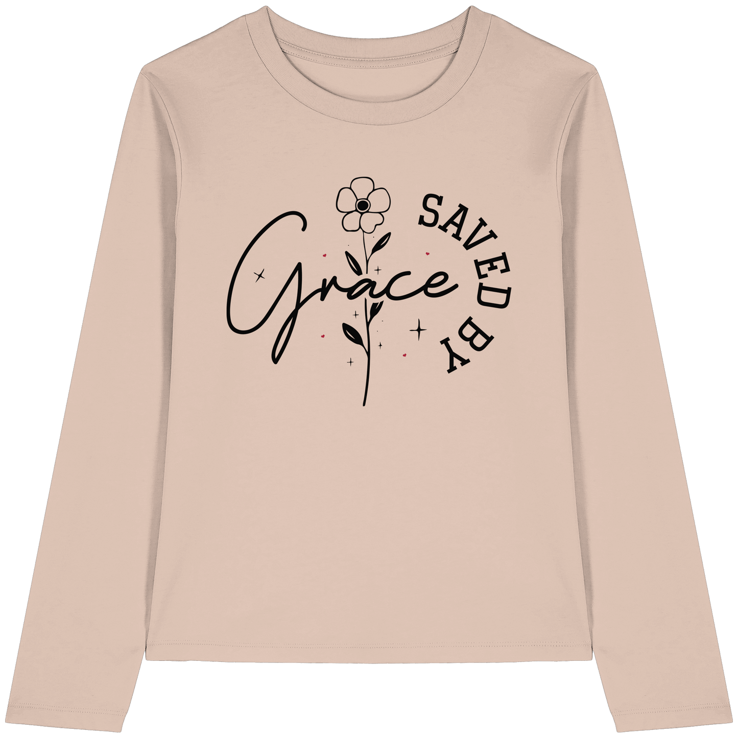 Saved by Grace – ein schlichtes Design mit tiefer Botschaft - Womens Organic Longsleeve T-Shirt
