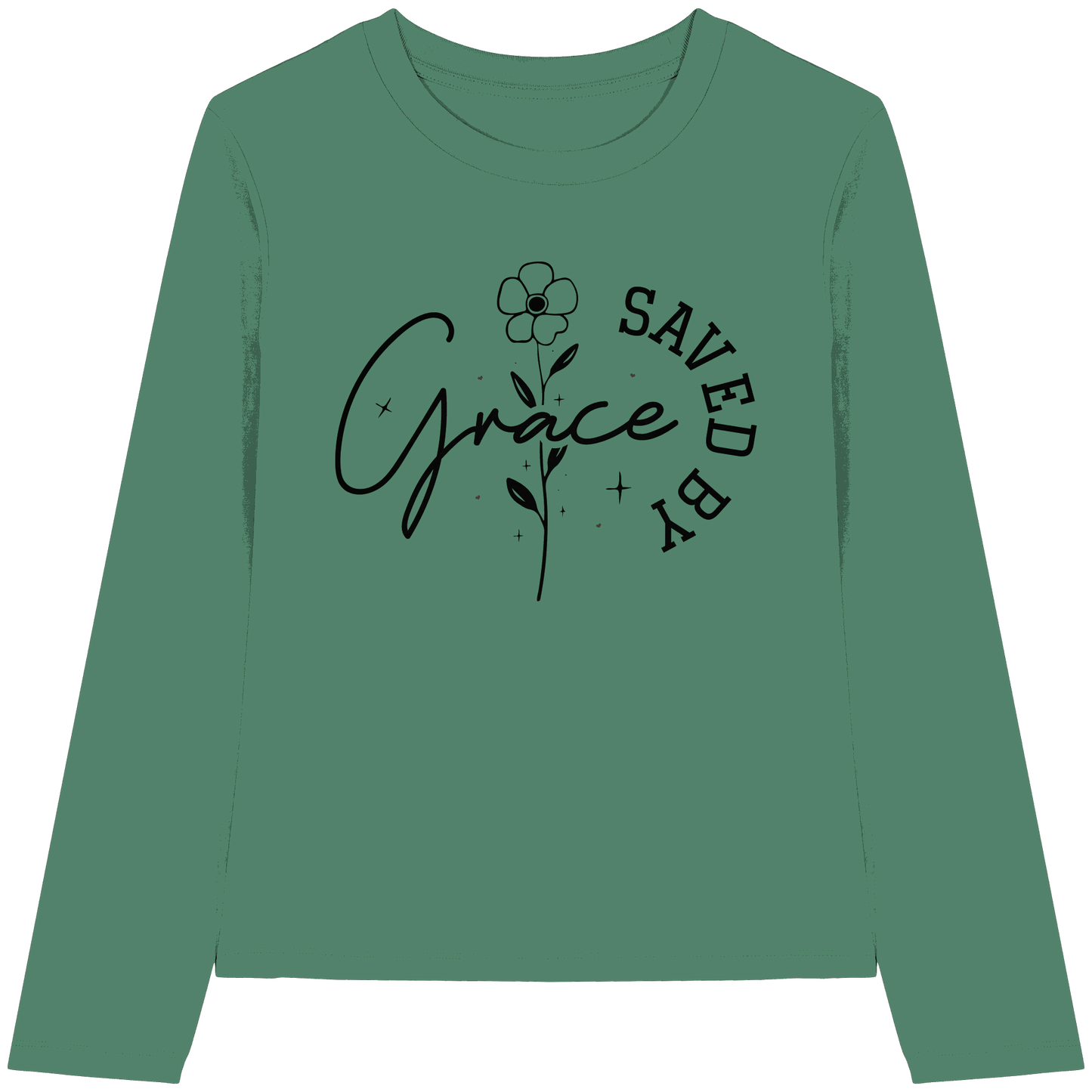 Saved by Grace – ein schlichtes Design mit tiefer Botschaft - Womens Organic Longsleeve T-Shirt