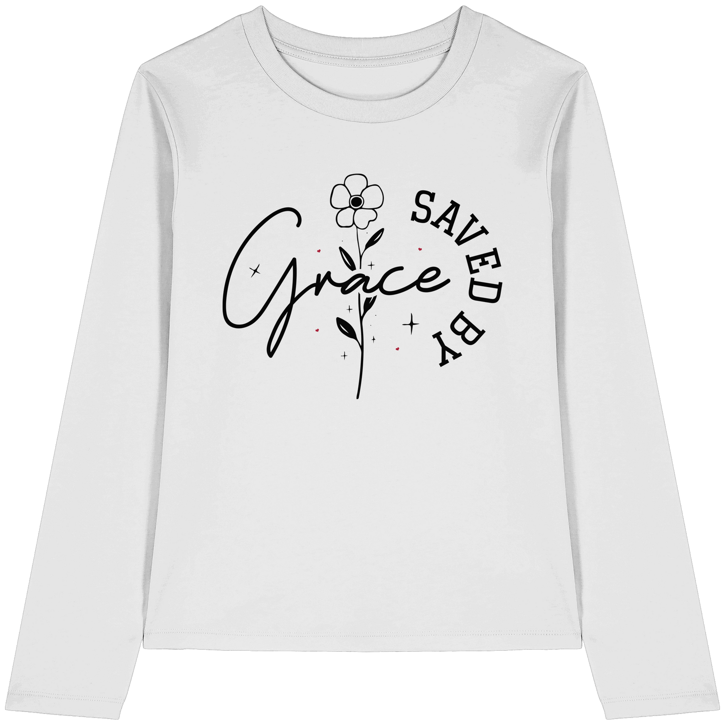 Saved by Grace – ein schlichtes Design mit tiefer Botschaft - Womens Organic Longsleeve T-Shirt