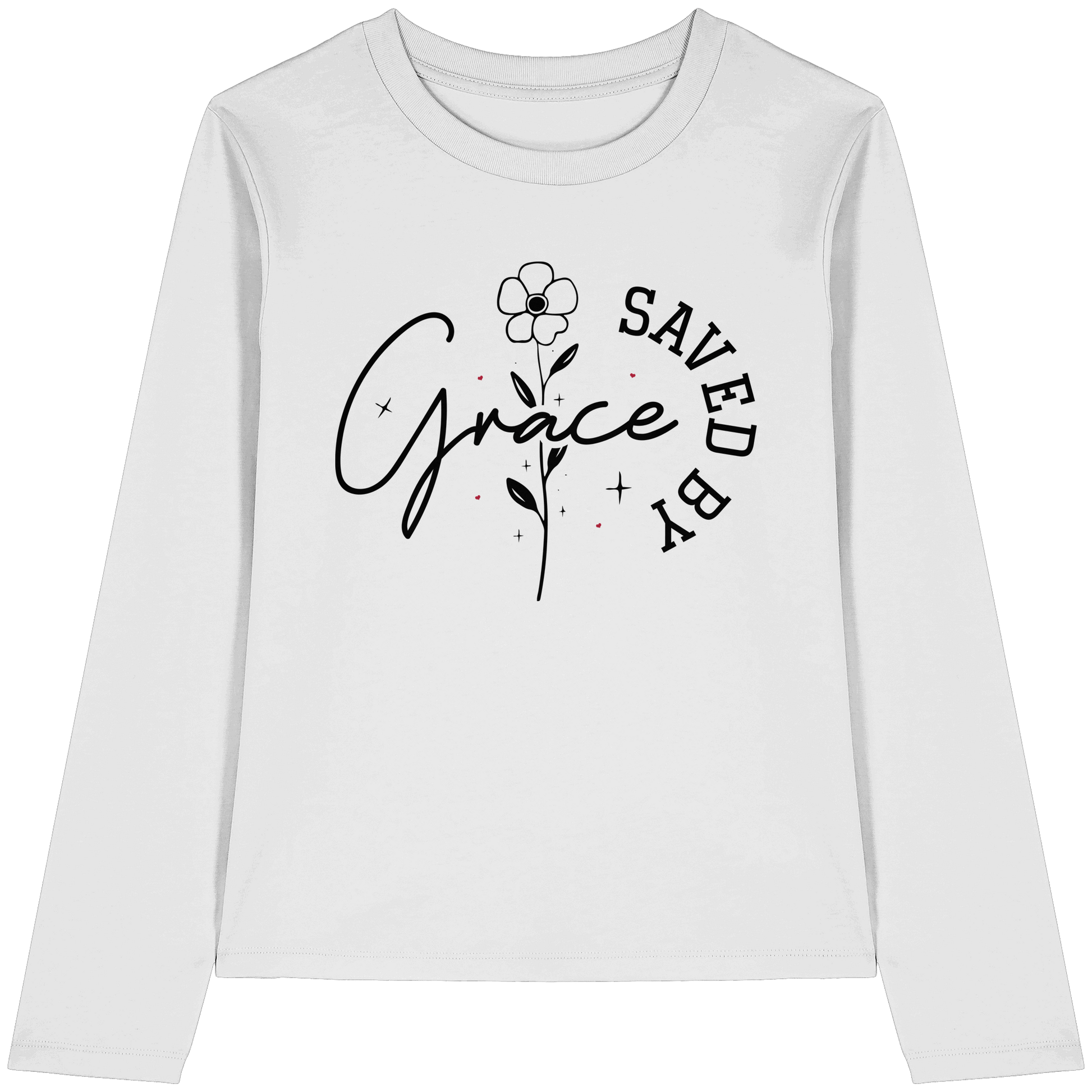 Saved by Grace – ein schlichtes Design mit tiefer Botschaft - Womens Organic Longsleeve T-Shirt