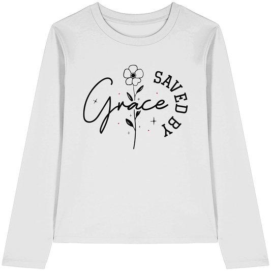 Saved by Grace – ein schlichtes Design mit tiefer Botschaft - Womens Organic Longsleeve T-Shirt