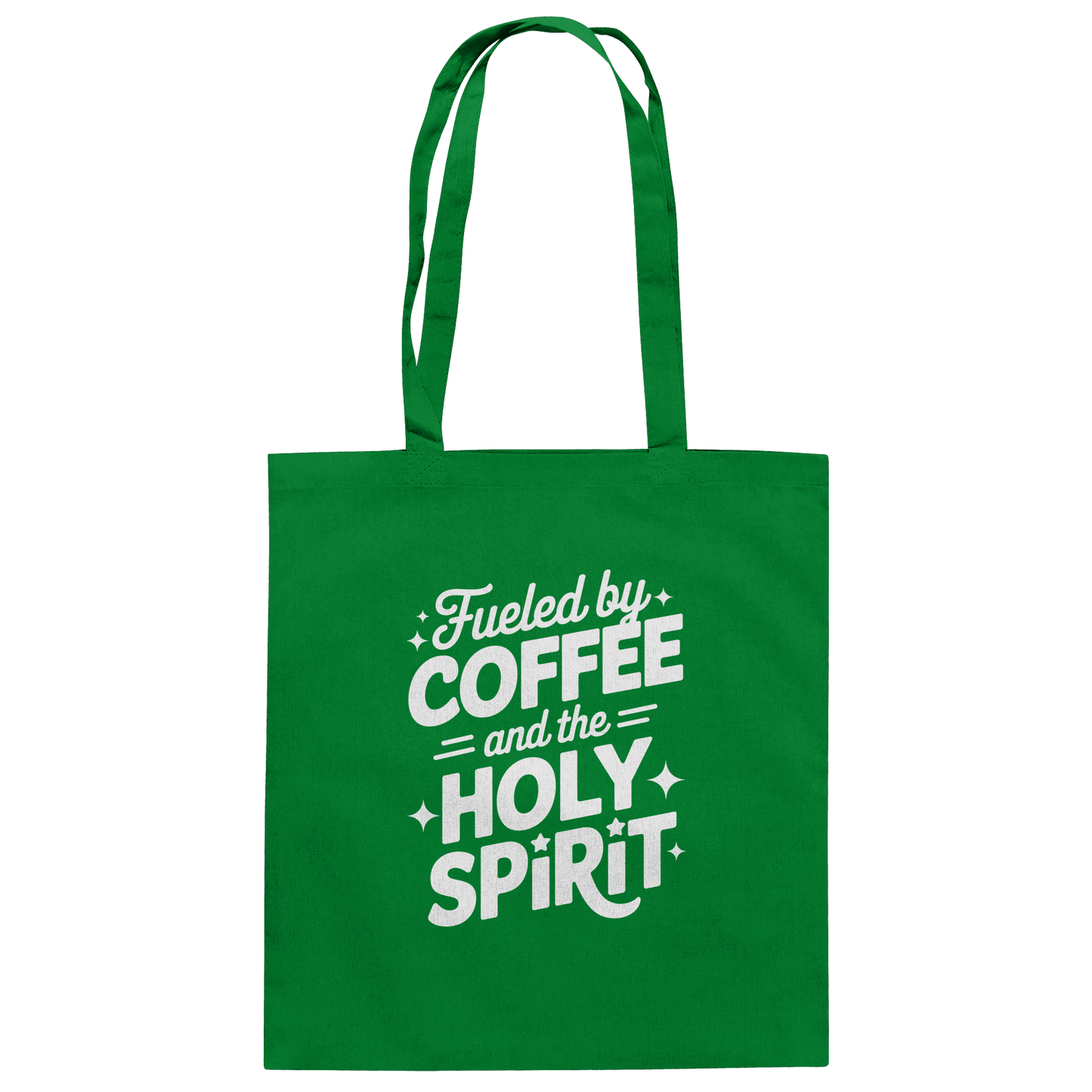 Fueled by Coffee & the Holy Spirit – Alltag mit Kraft von oben - Baumwolltasche - Taschen - Kelly Green - GfoitMa