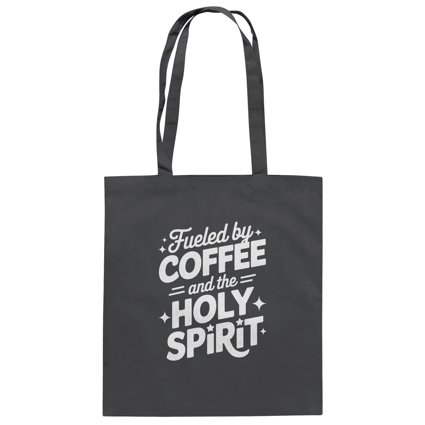 Fueled by Coffee & the Holy Spirit – Alltag mit Kraft von oben - Baumwolltasche - Taschen - Graphite Grey - GfoitMa