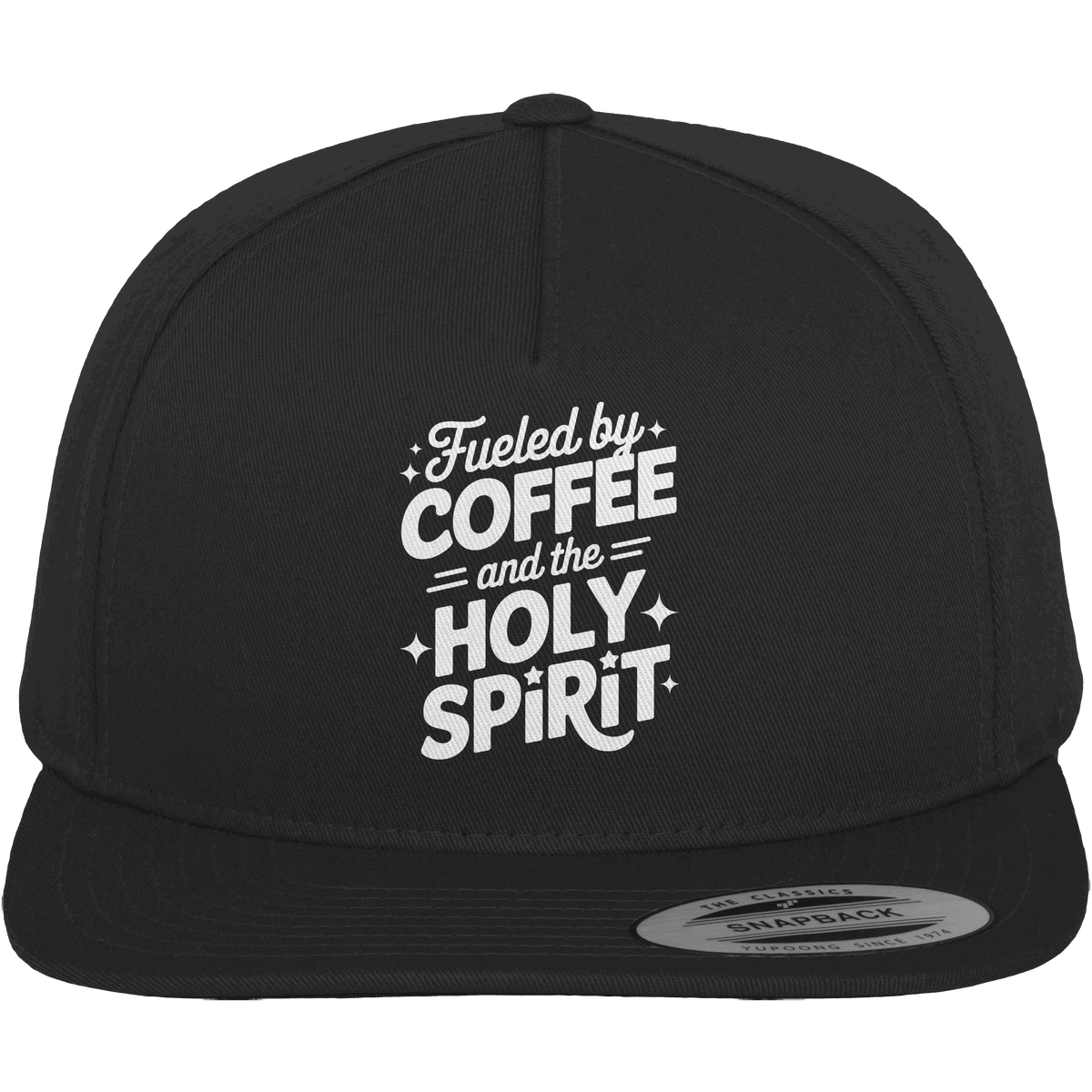 Fueled by Coffee & the Holy Spirit – Alltag mit Kraft von oben - Premium Snapback - Kappen & Mützen - Black / Black - GfoitMa