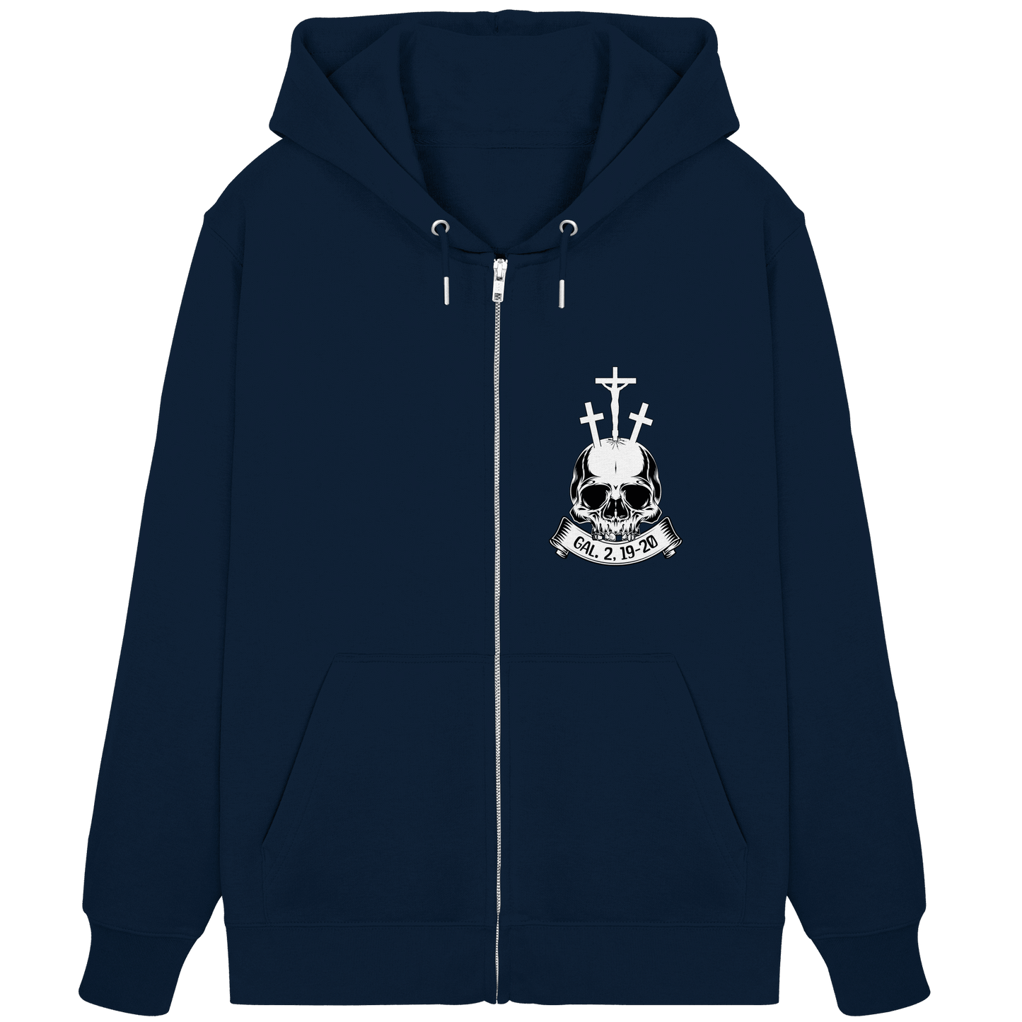 Gekreuzigt mit Christus – Galater 2,19–20 | Christliche Kleidung - Organic Zipper - Jacken/ Zipper - French Navy - GfoitMa