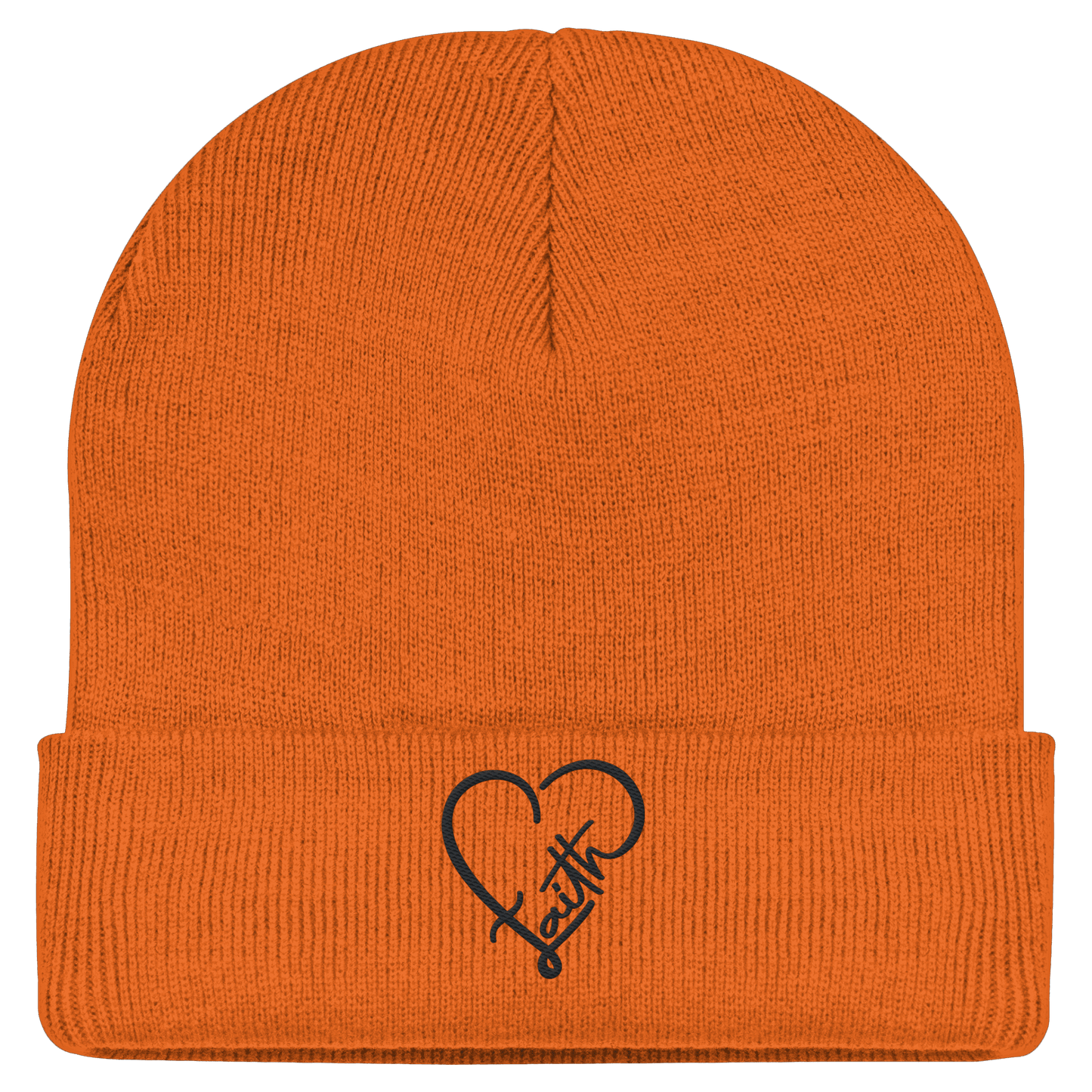 Gesticktes Glaube Motiv in Herzform (Stick) - Classic Beanie - Kappen & Mützen - Orange - GfoitMa