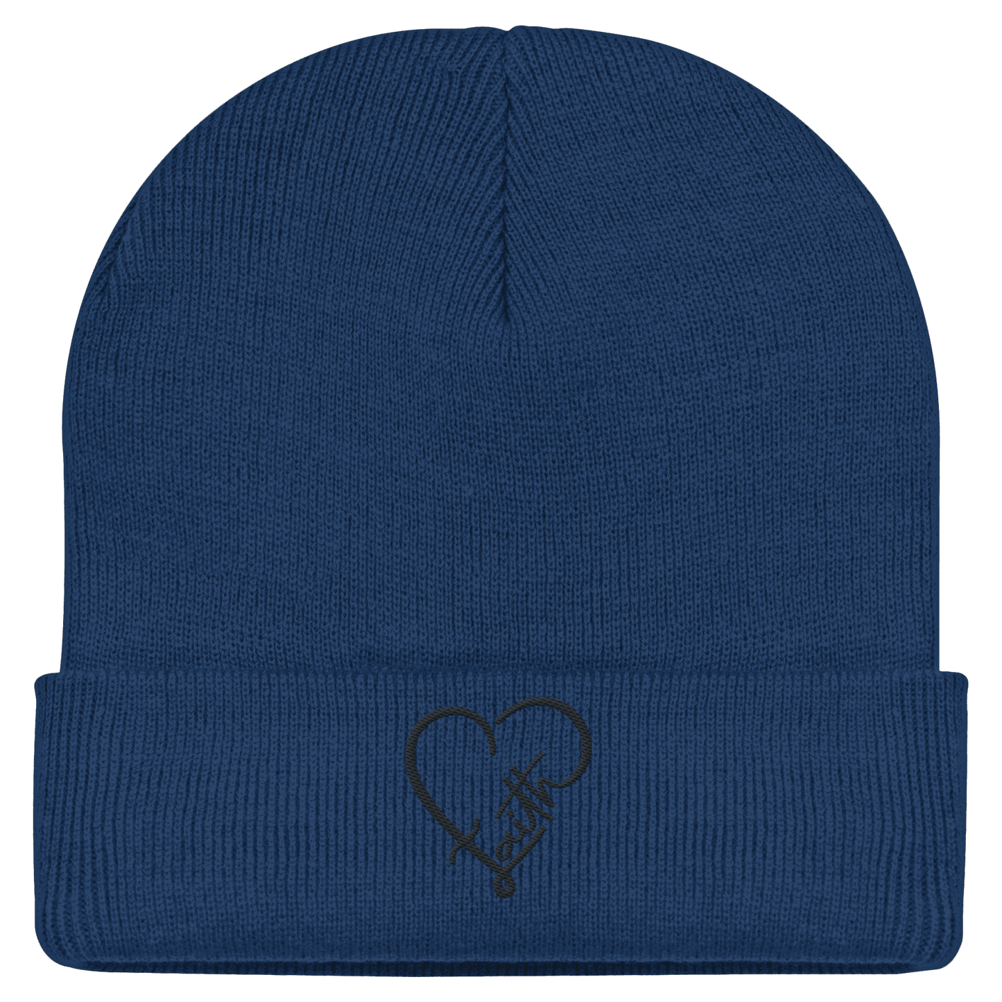 Gesticktes Glaube Motiv in Herzform (Stick) - Classic Beanie - Kappen & Mützen - Oxford Navy - GfoitMa