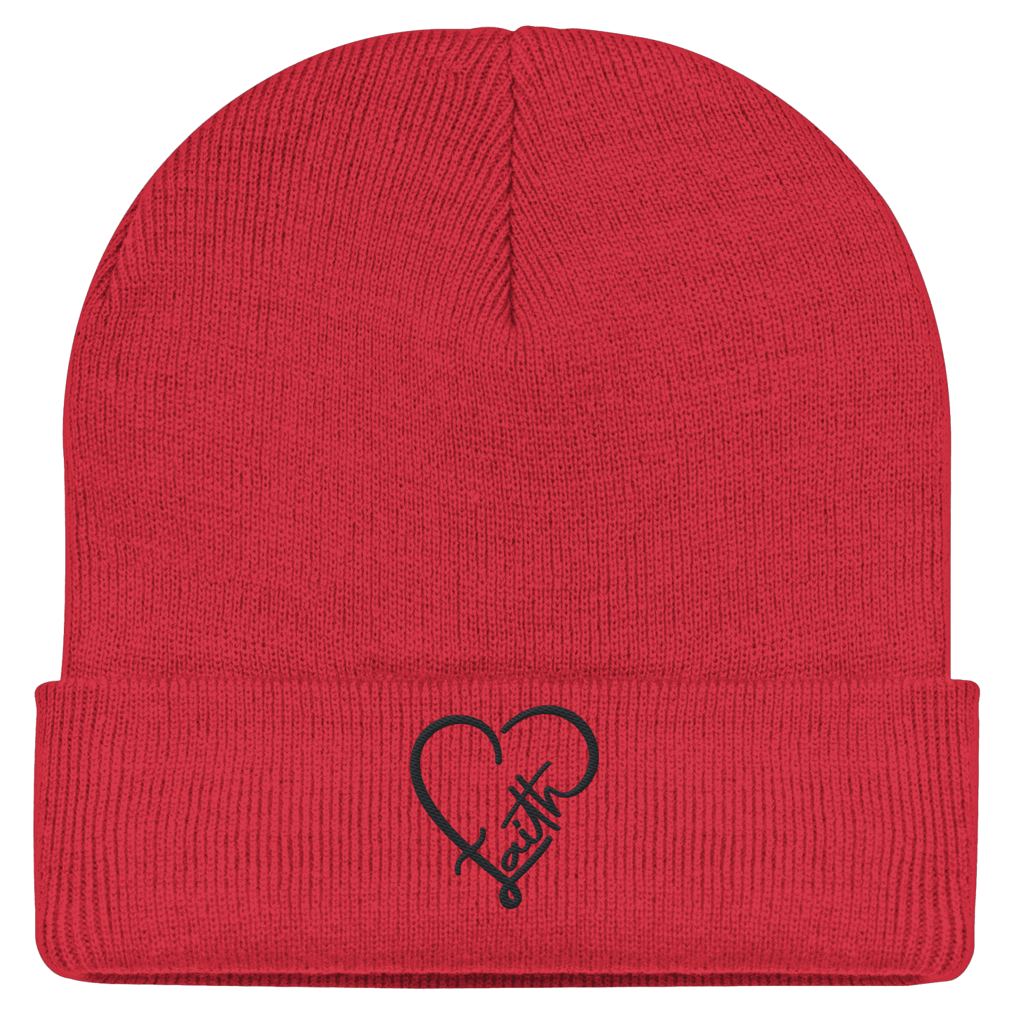 Gesticktes Glaube Motiv in Herzform (Stick) - Classic Beanie - Kappen & Mützen - Classic Red - GfoitMa