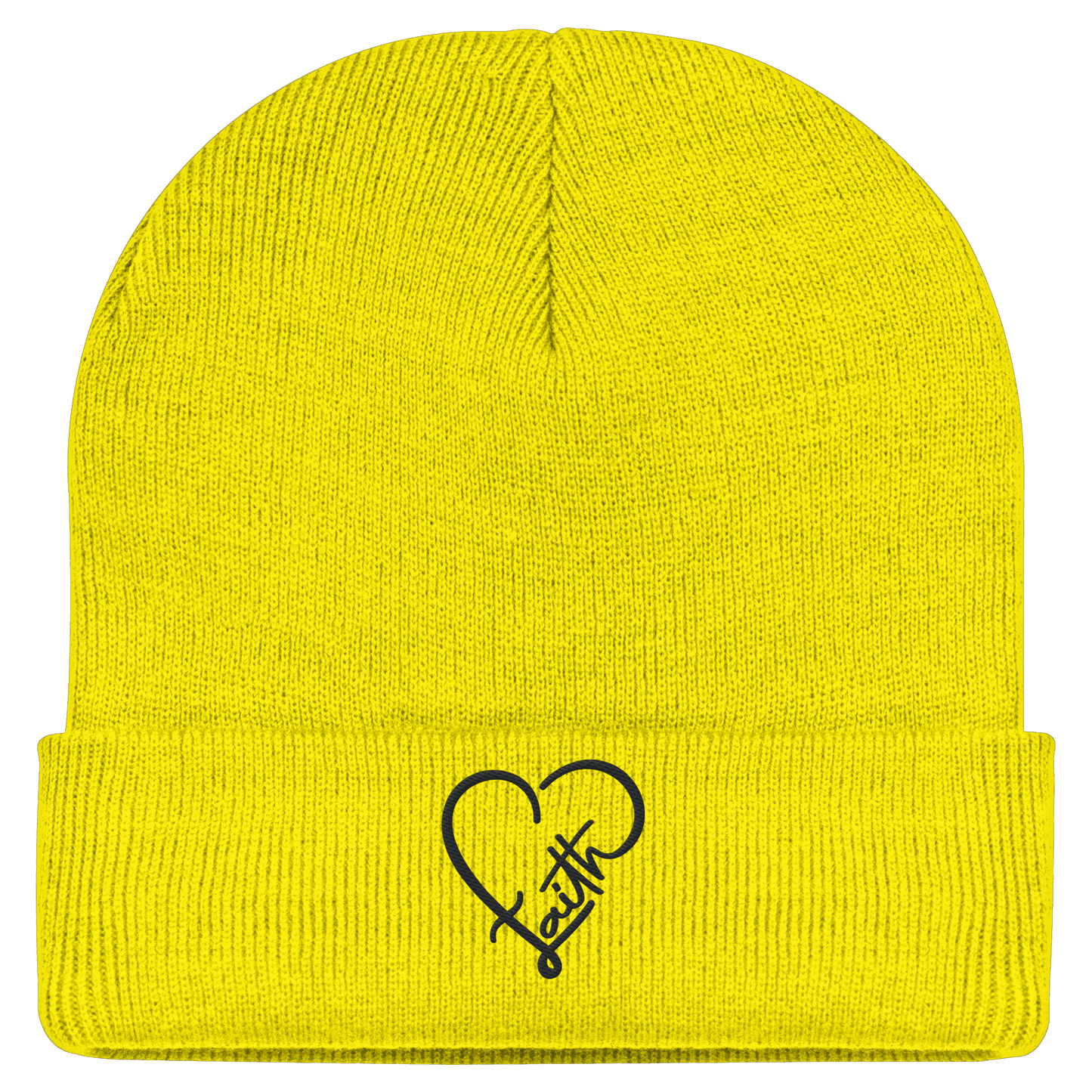 Gesticktes Glaube Motiv in Herzform (Stick) - Classic Beanie - Kappen & Mützen - Yellow - GfoitMa