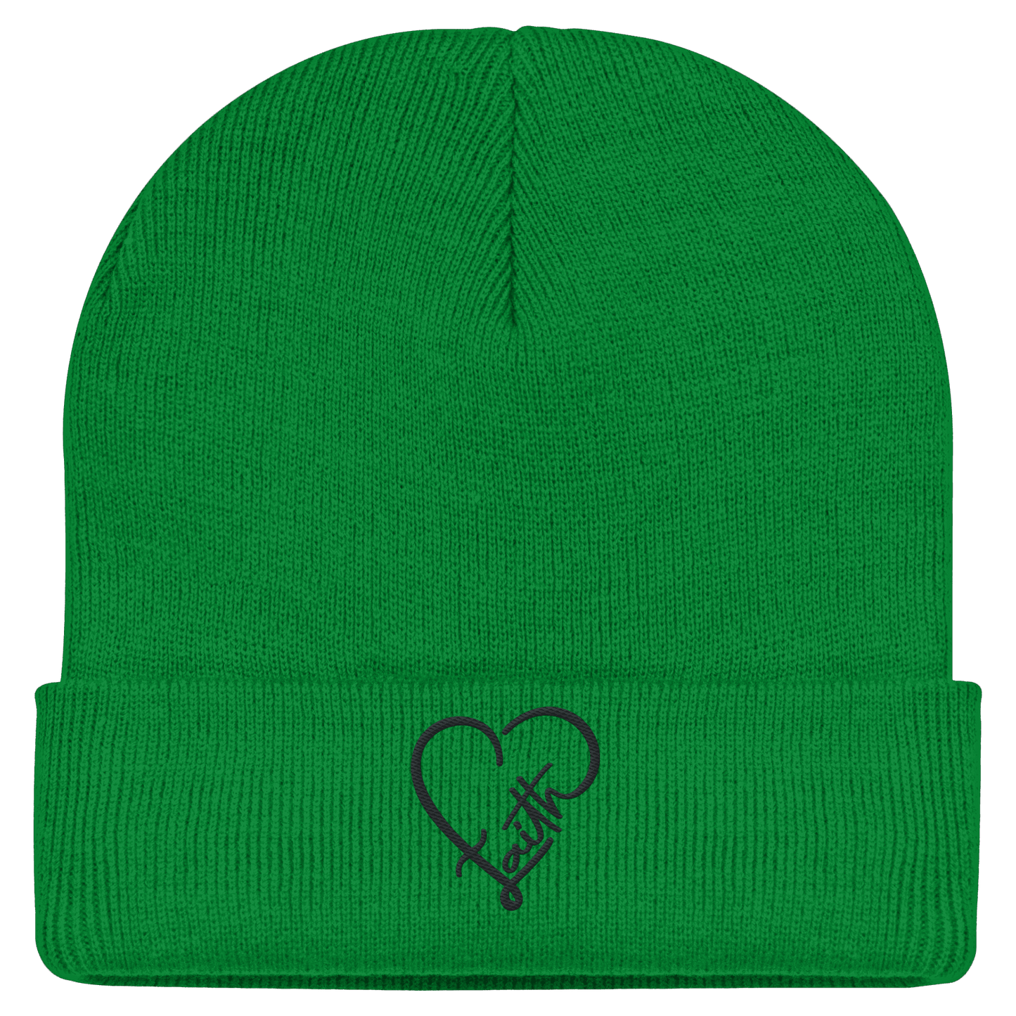 Gesticktes Glaube Motiv in Herzform (Stick) - Classic Beanie - Kappen & Mützen - Kelly Green - GfoitMa