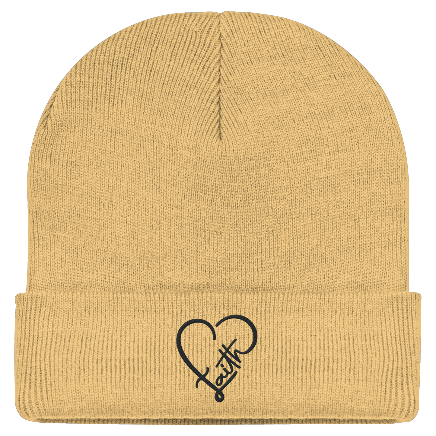 Gesticktes Glaube Motiv in Herzform (Stick) - Classic Beanie - Kappen & Mützen - Sand - GfoitMa