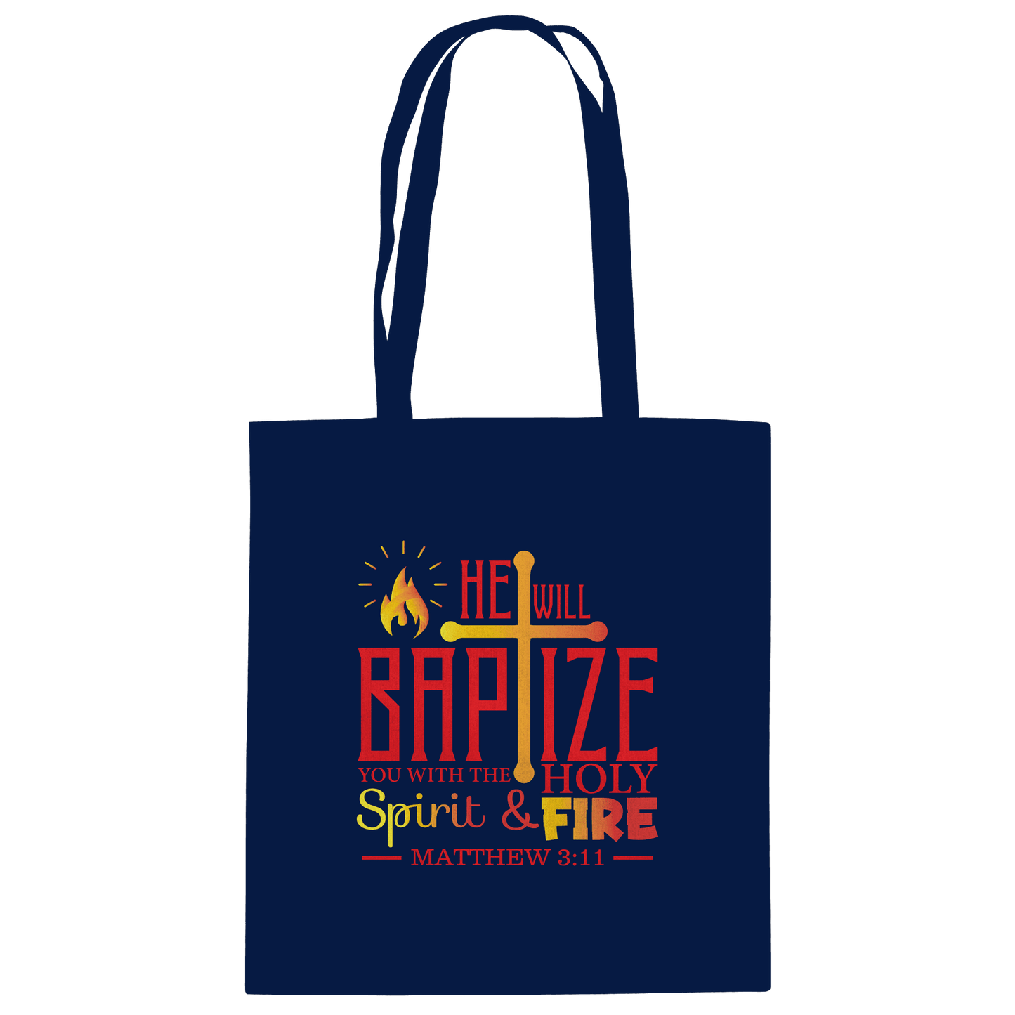 Getauft mit Geist und Feuer – Matthäus 3,11 | Christliches Design - Baumwolltasche - Taschen - French Navy - GfoitMa