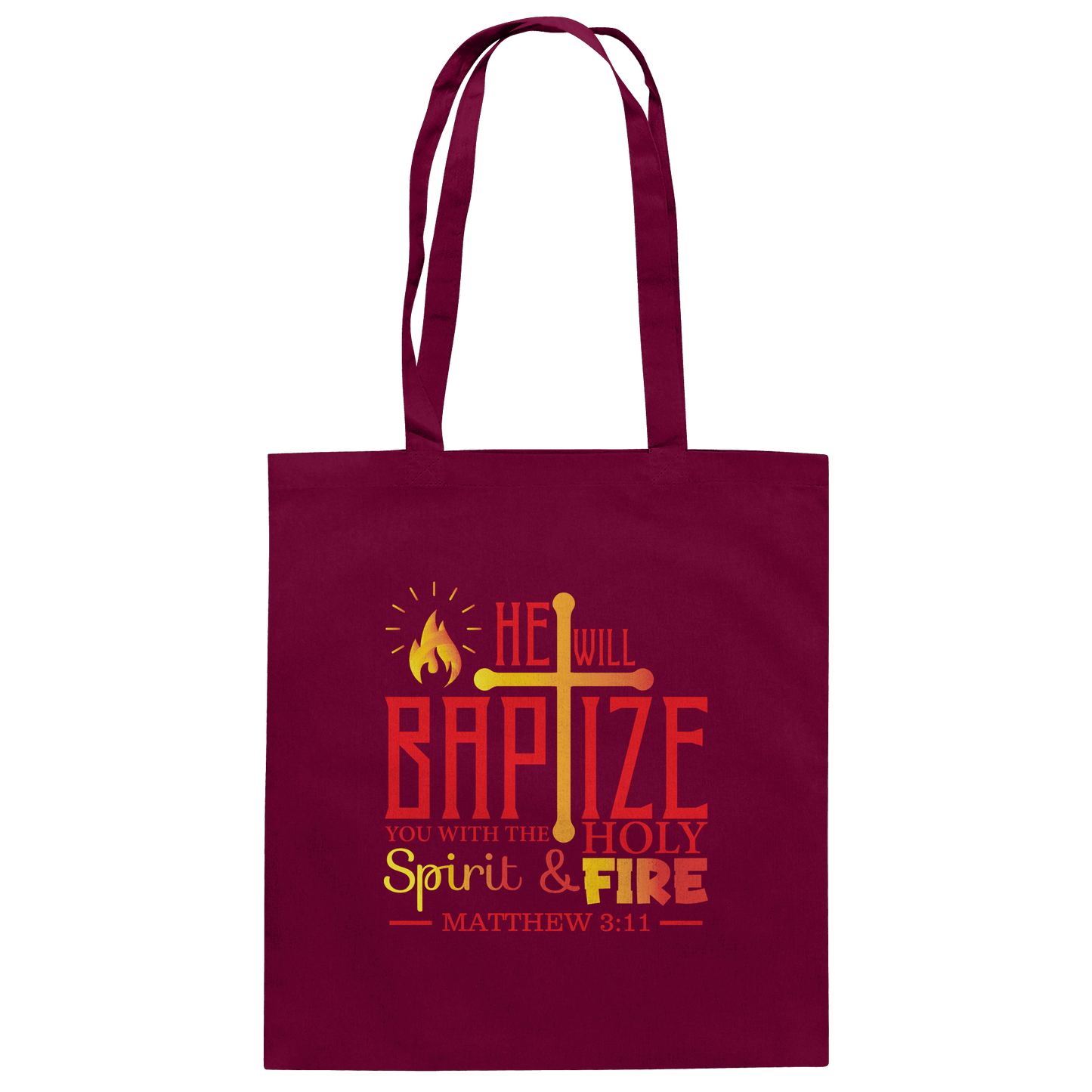 Getauft mit Geist und Feuer – Matthäus 3,11 | Christliches Design - Baumwolltasche - Taschen - Burgundy - GfoitMa