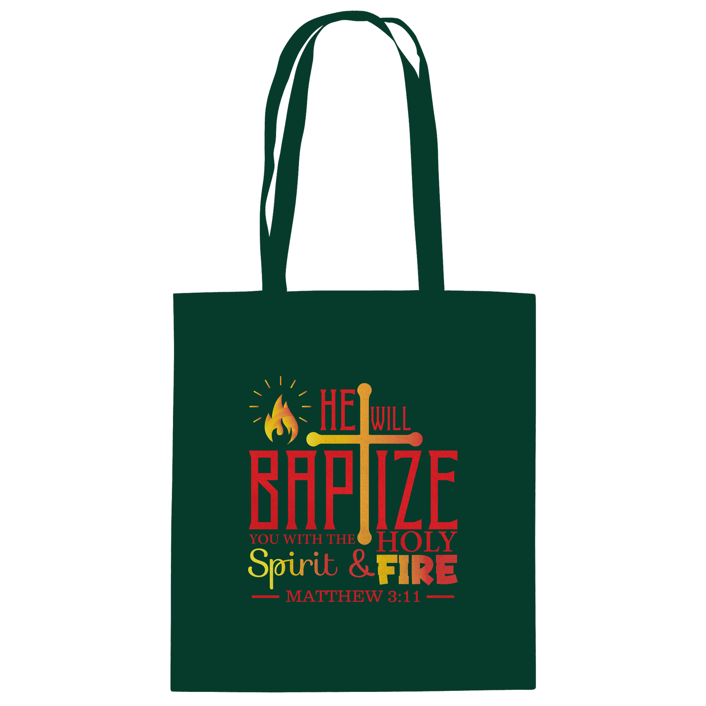 Getauft mit Geist und Feuer – Matthäus 3,11 | Christliches Design - Baumwolltasche - Taschen - Bottle Green - GfoitMa