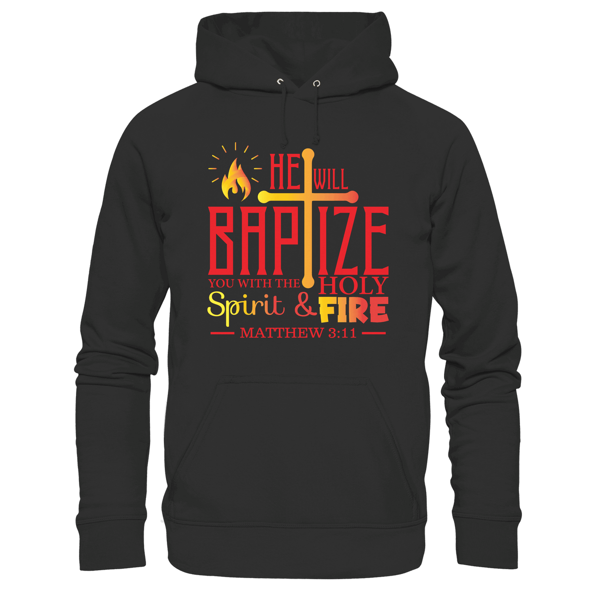 Getauft mit Geist und Feuer – Matthäus 3,11 | Christliches Design - Kids Premium Hoodie - Kids & Babys - Black - GfoitMa