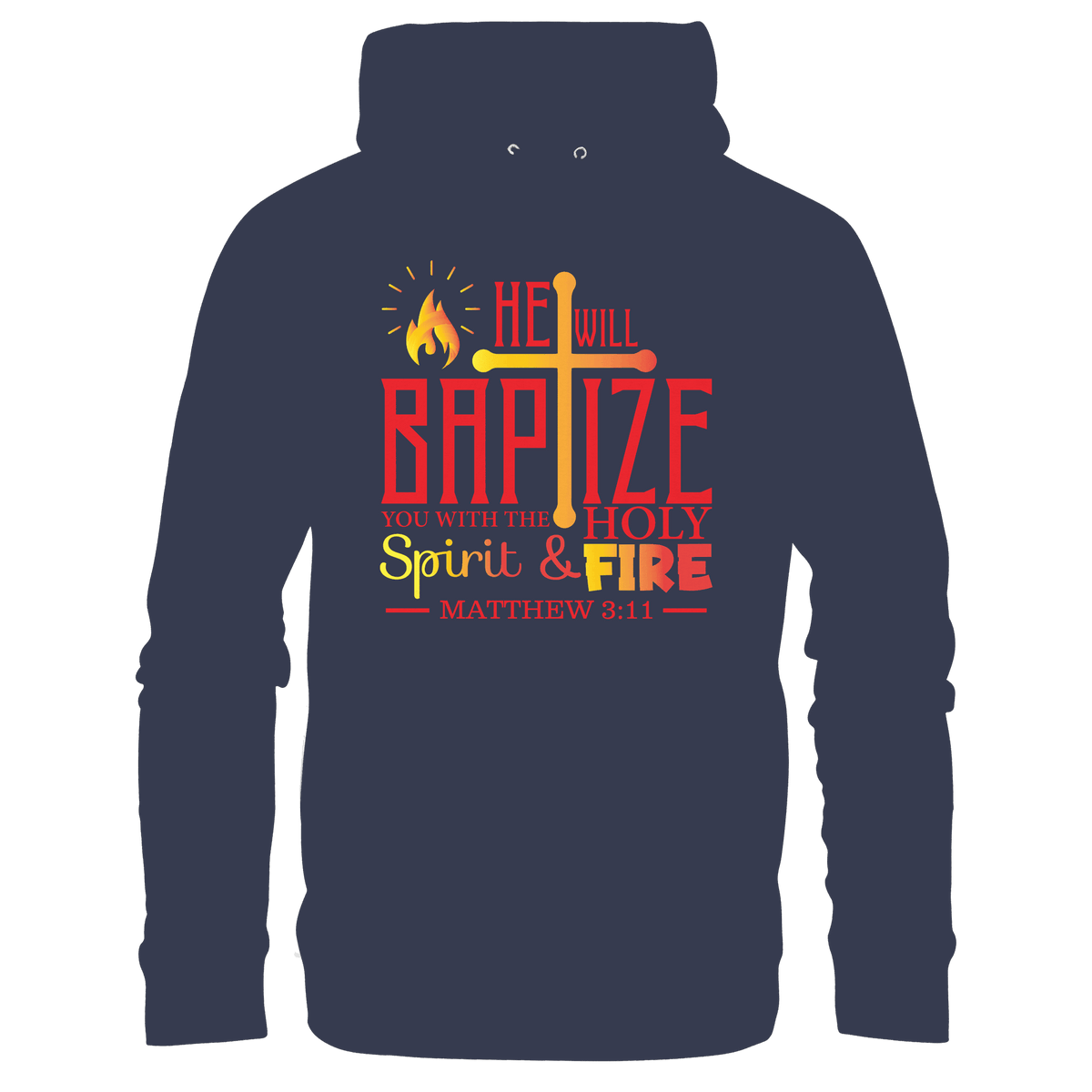 Getauft mit Geist und Feuer – Matthäus 3,11 | Christliches Design - Kids Premium Hoodie - Kids & Babys - Deep Navy - GfoitMa