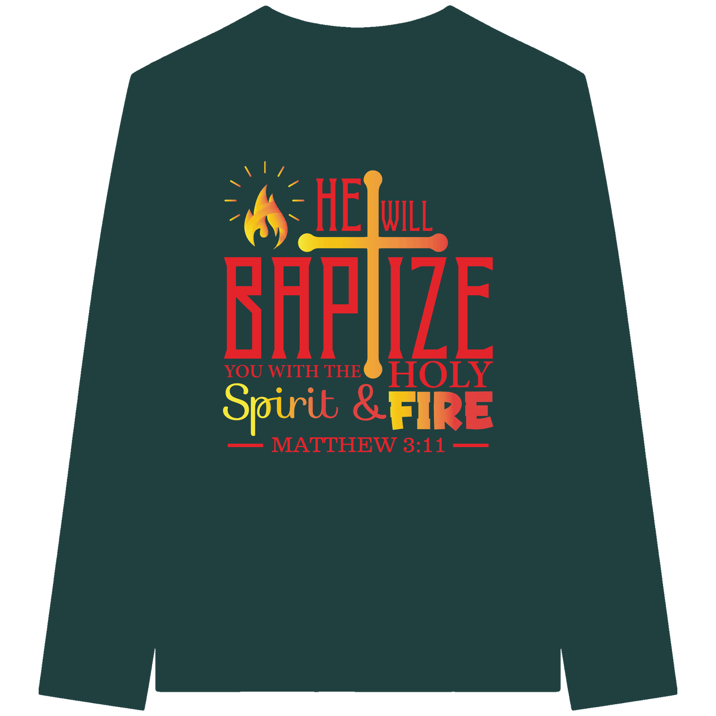 Getauft mit Geist und Feuer – Matthäus 3,11 | Christliches Design - Organic Longsleeve T-Shirt - Unisex-Shirts - Glazed Green - GfoitMa