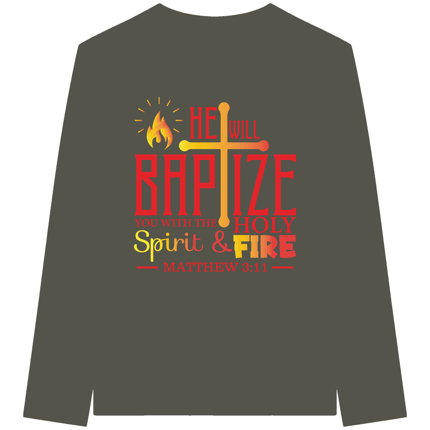Getauft mit Geist und Feuer – Matthäus 3,11 | Christliches Design - Organic Longsleeve T-Shirt - Unisex-Shirts - Khaki - GfoitMa