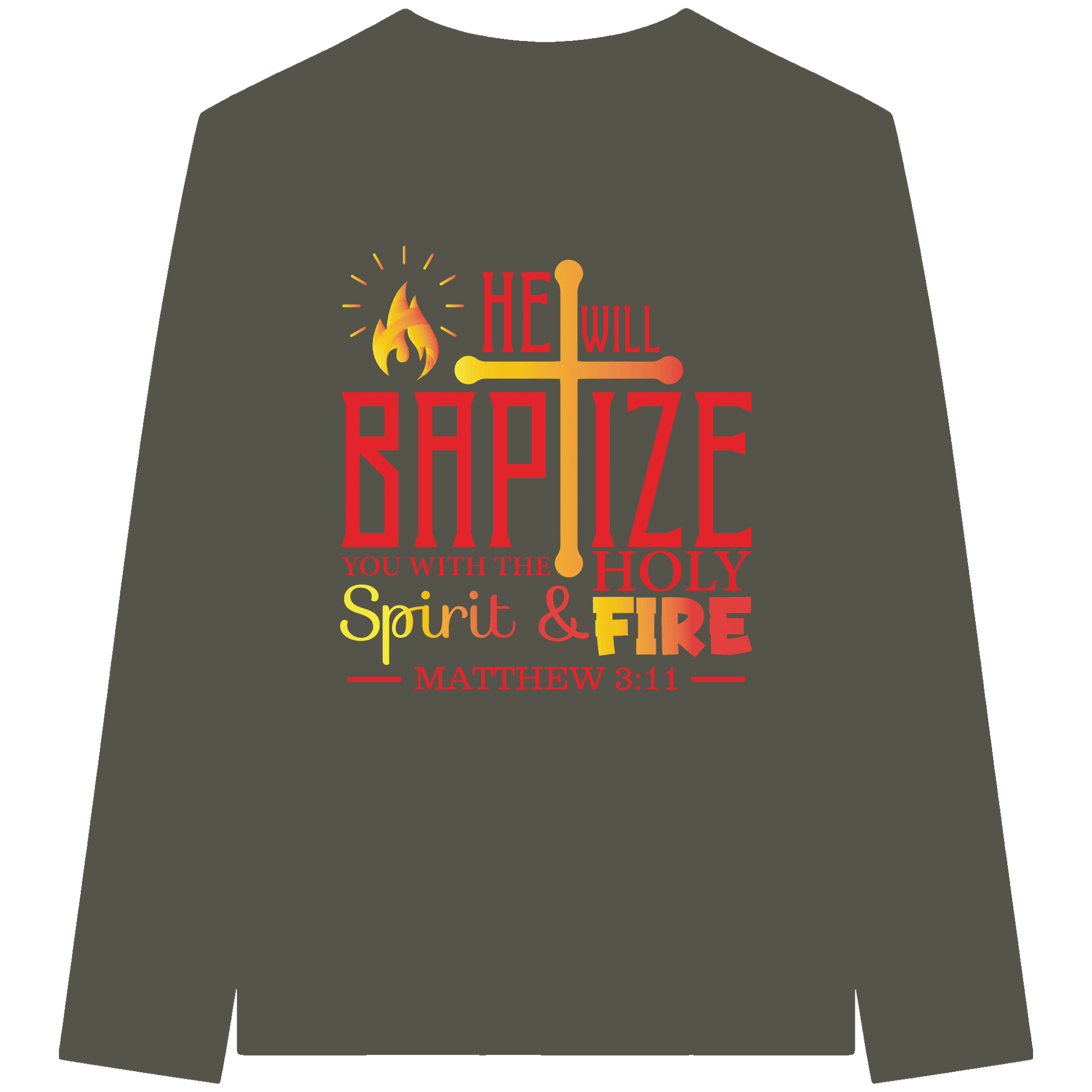 Getauft mit Geist und Feuer – Matthäus 3,11 | Christliches Design - Organic Longsleeve T-Shirt - Unisex-Shirts - Khaki - GfoitMa