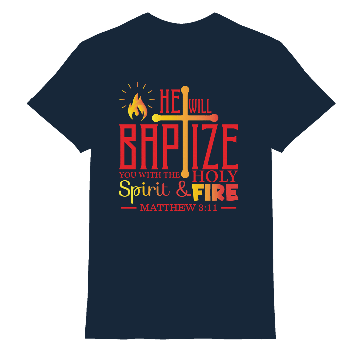 Getauft mit Geist und Feuer – Matthäus 3,11 | Christliches Design - Premium Shirt - Unisex-Shirts - Navy - GfoitMa