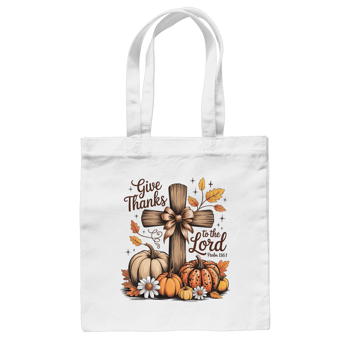 Give Thanks to the Lord – Psalm 136:1 | Christliche Kleidung & Geschenke im Retro-Design - Baumwolltasche - Taschen - White - GfoitMa