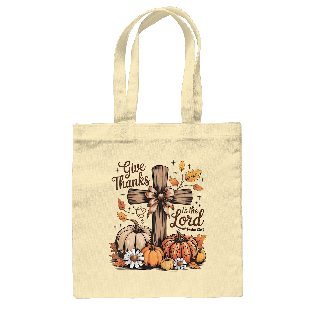 Give Thanks to the Lord – Psalm 136:1 | Christliche Kleidung & Geschenke im Retro-Design - Baumwolltasche - Taschen - Natural - GfoitMa