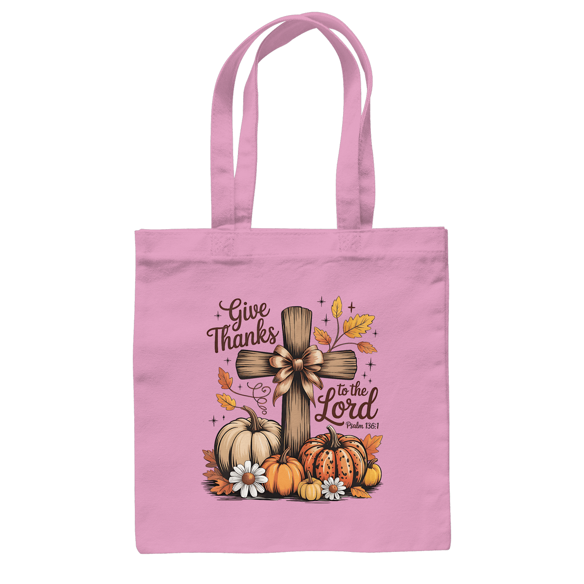 Give Thanks to the Lord – Psalm 136:1 | Christliche Kleidung & Geschenke im Retro-Design - Baumwolltasche - Taschen - Classic Pink - GfoitMa