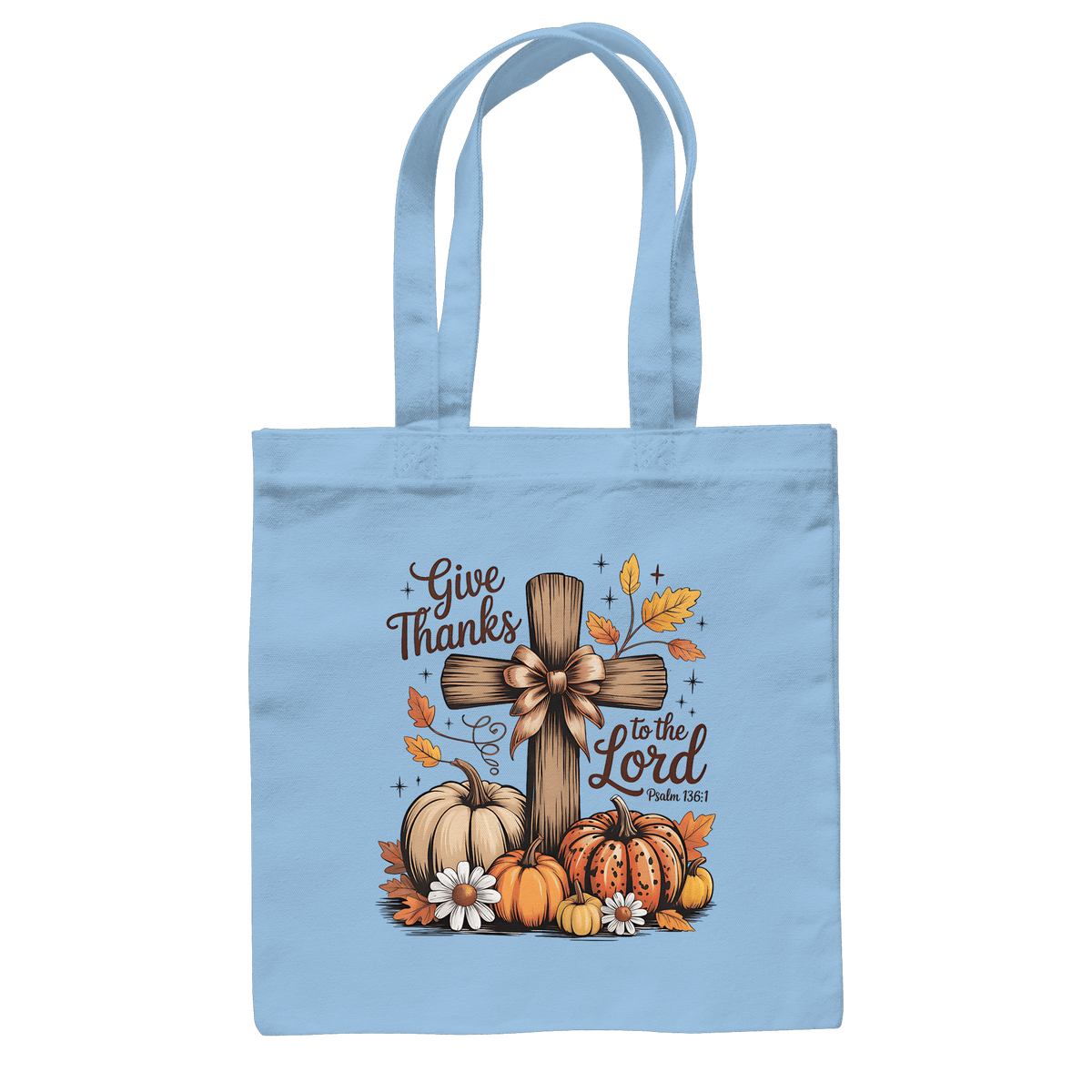 Give Thanks to the Lord – Psalm 136:1 | Christliche Kleidung & Geschenke im Retro-Design - Baumwolltasche - Taschen - Sky Blue - GfoitMa