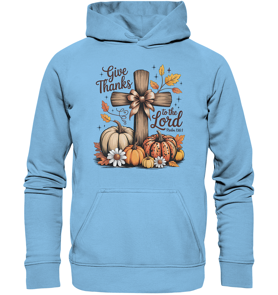 Give Thanks to the Lord – Psalm 136:1 | Christliche Kleidung & Geschenke im Retro-Design - Kids Premium Hoodie - Kids & Babys - Sky Blue - GfoitMa