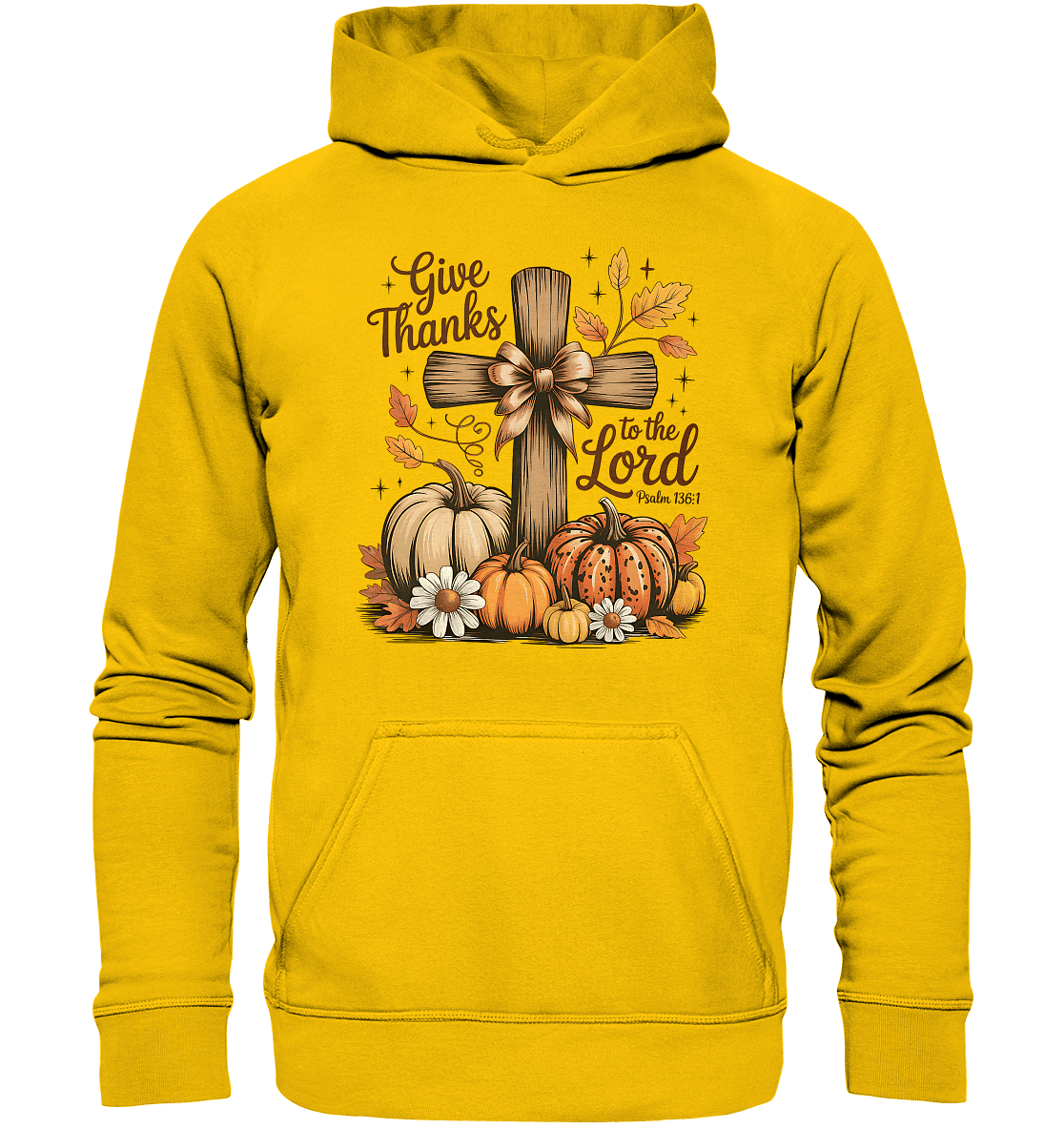 Give Thanks to the Lord – Psalm 136:1 | Christliche Kleidung & Geschenke im Retro-Design - Kids Premium Hoodie - Kids & Babys - Sunflower - GfoitMa