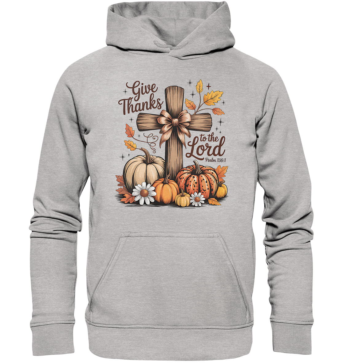 Give Thanks to the Lord – Psalm 136:1 | Christliche Kleidung & Geschenke im Retro-Design - Kids Premium Hoodie - Kids & Babys - Heather Grey (meliert) - GfoitMa
