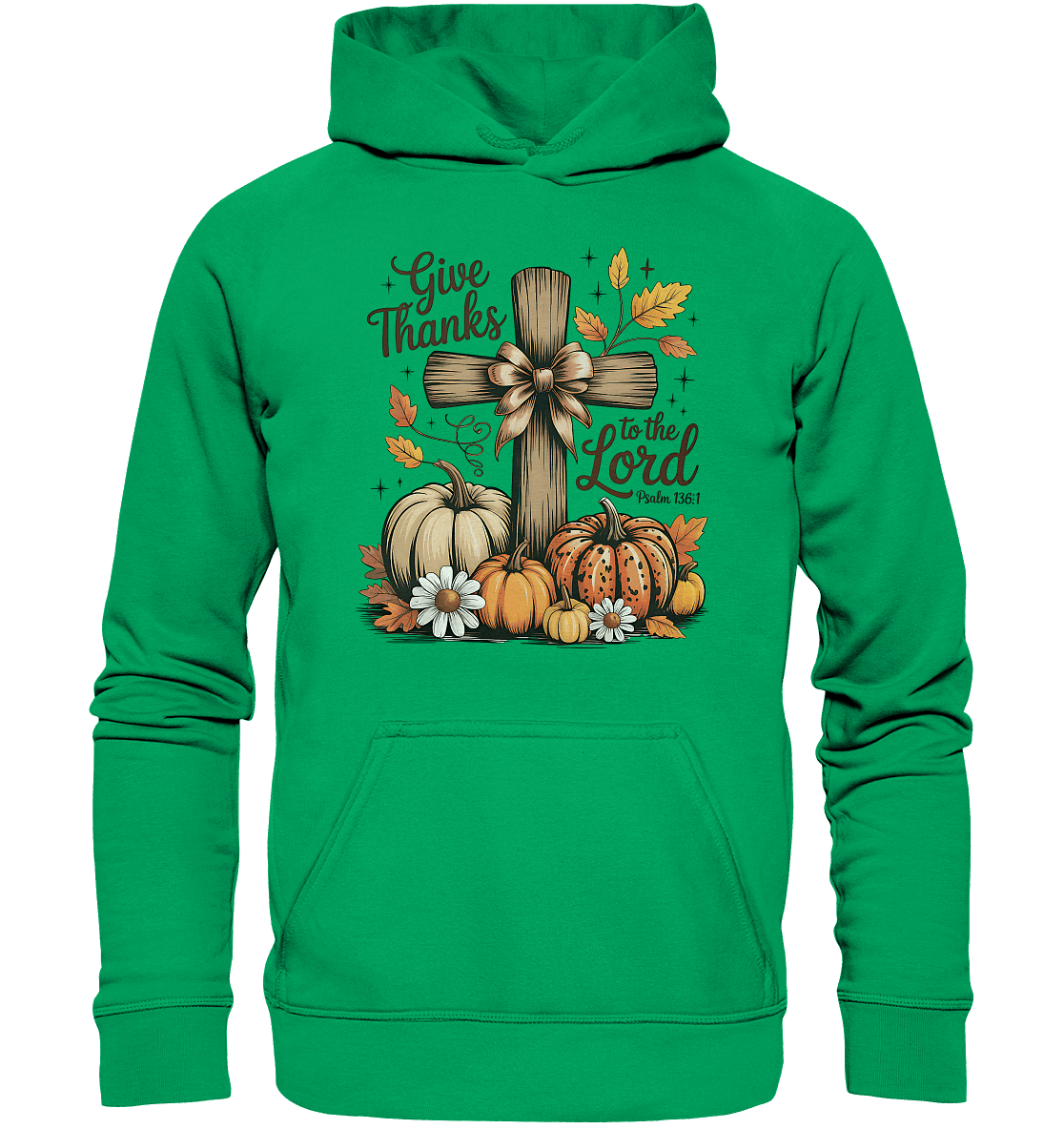Give Thanks to the Lord – Psalm 136:1 | Christliche Kleidung & Geschenke im Retro-Design - Kids Premium Hoodie - Kids & Babys - Kelly Green - GfoitMa