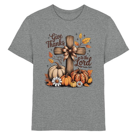 Give Thanks to the Lord – Psalm 136:1 | Christliche Kleidung & Geschenke im Retro-Design - Kids Premium Shirt - Kids & Babys - Sports Grey (meliert) - GfoitMa