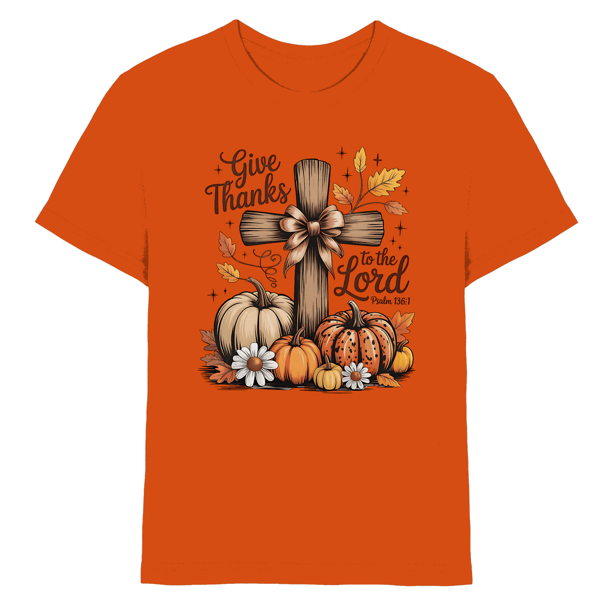 Give Thanks to the Lord – Psalm 136:1 | Christliche Kleidung & Geschenke im Retro-Design - Kids Premium Shirt - Kids & Babys - Orange - GfoitMa