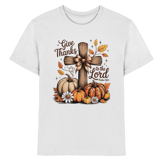 Give Thanks to the Lord – Psalm 136:1 | Christliche Kleidung & Geschenke im Retro-Design - Kids Premium Shirt - Kids & Babys - White - GfoitMa